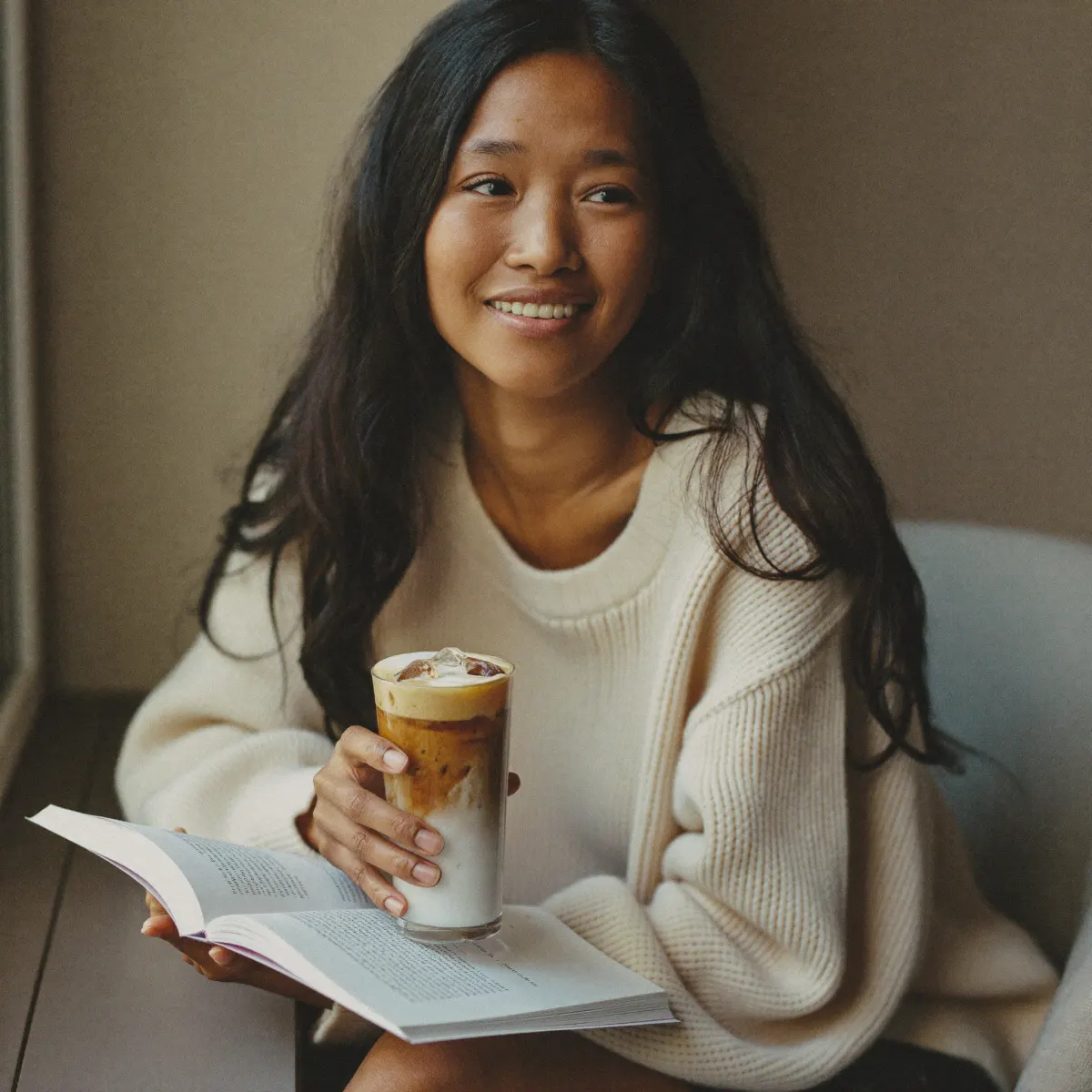 Hojicha latte met ijs