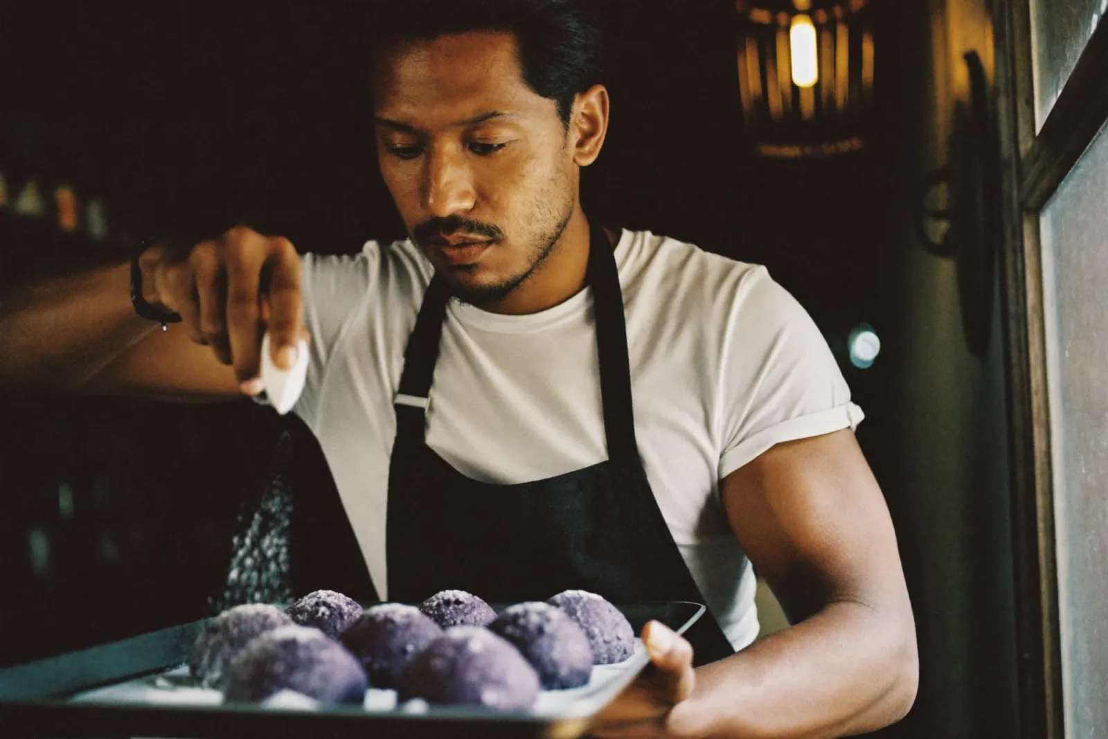 Ube crinkle koekjes